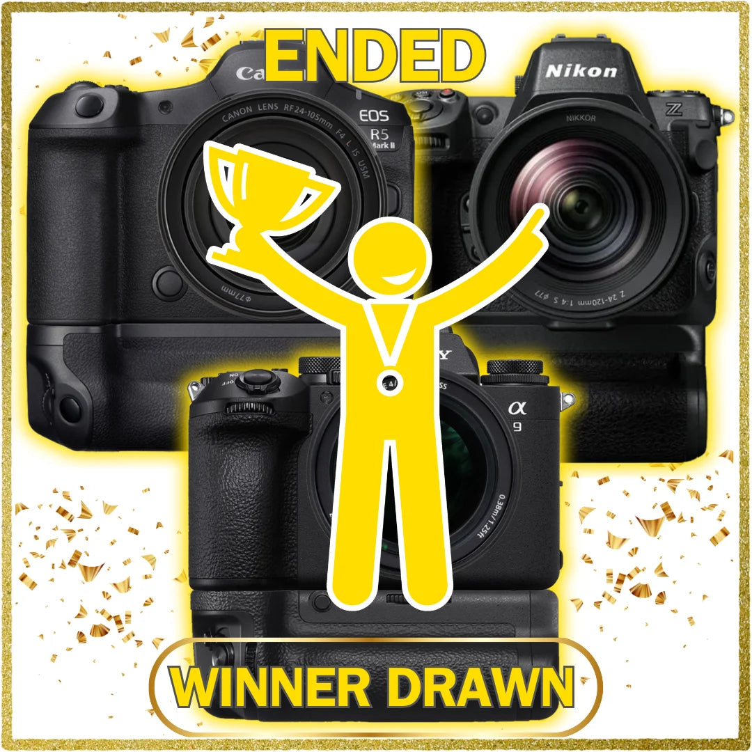 Main prize picture banner. Win a Canon EOS R5 Mark II Camera Kit or a Nikon Z8 Camera Kit or a Sony A9 III Camera Kit.